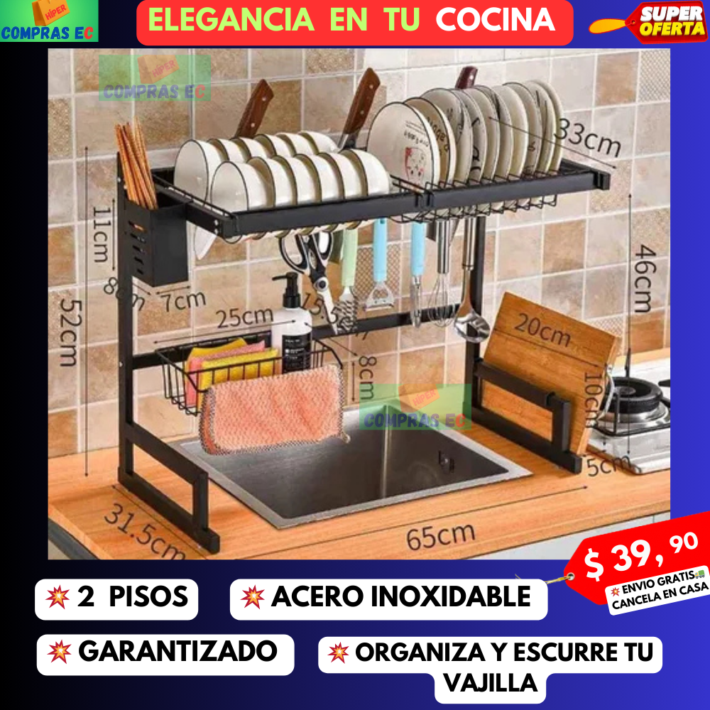 SUPER PLATERO Y ESCURRIDOR DE ACERO INOXIDABLE