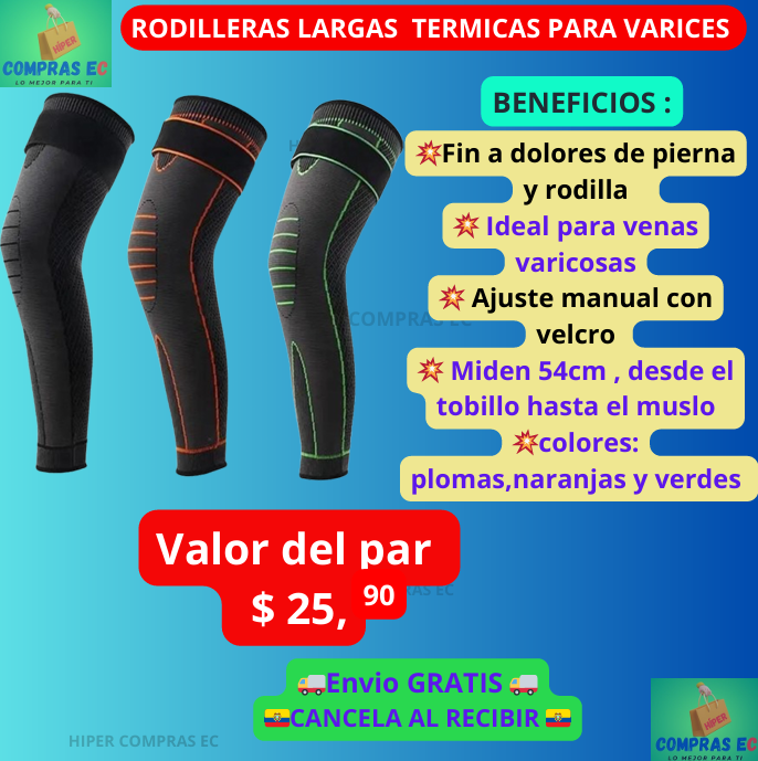 RODILLERAS LARGAS TÉRMICAS PARA VARICES