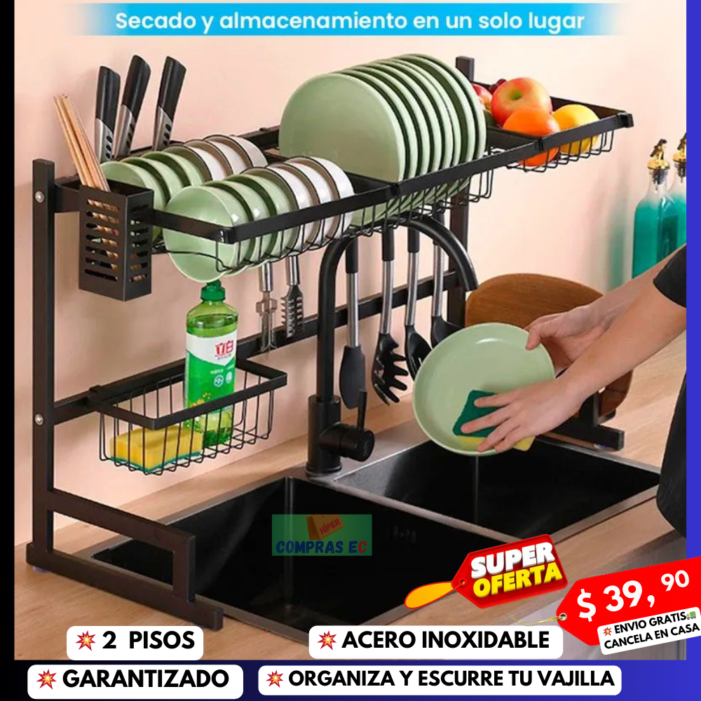 SUPER PLATERO Y ESCURRIDOR DE  ACERO INOXIDABLE