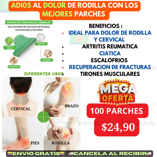 100 PARCHES PARA DOLORES DE RODILLA Y ARTICULACIONES $24.90 ENVIO GRATIS